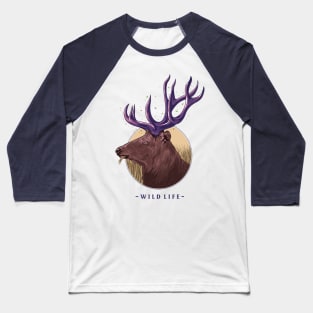 "Wild life" Deer illustration Baseball T-Shirt